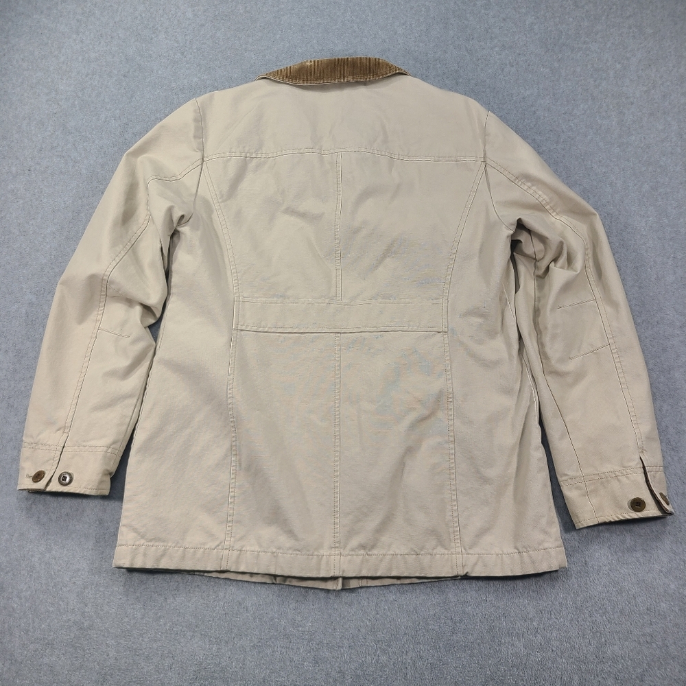 LL Bean Field Barn Work Chore Coat Jacket Small Regular Khaki Plaid Lined 267093 - Picture 11 of 13